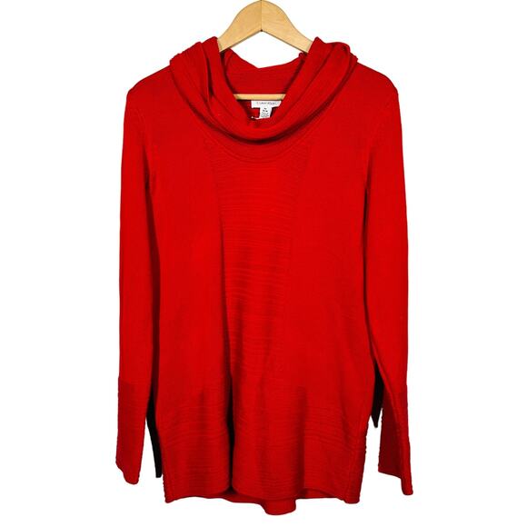 NEW! Calvin Klein Mock Neck Sweater Oversize Legging Red Long Sleeve - M - Picture 1 of 5